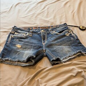 Rock Revival Blue Distressed Jean Shorts